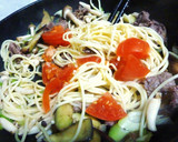 牛肉と茄子とトマトの和風パスタ作り方8写真
