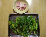 菜の花のベーコン炒め作り方1写真