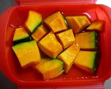 レンジで味染み！かぼちゃの煮物～白だし作り方1写真