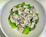 牡蠣と春菊の片栗粉でカラッと焼き作り方4写真