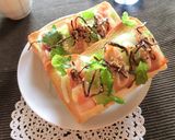 ピーマン×玉葱×ベーコンの塩昆布トースト作り方5写真