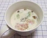 なめことほうれん草のふわふわミルクスープ作り方4写真