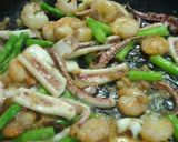 海老とイカとアスパラのトマト味パスタ　作り方3写真