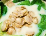 ベビーホタテの豆乳中華風スープ作り方4写真