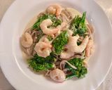 海老ブロッコリー和風クリーム蕎麦パスタ作り方9写真