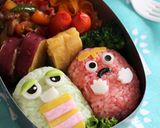 俵型で簡単＊ガチャピン＆ムックのキャラ弁作り方4写真