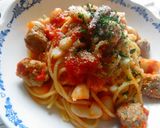 ハーブミートボールとお豆のトマトパスタ作り方10写真