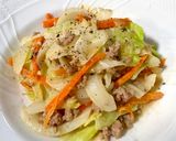 【簡単夕食】合挽肉と野菜の味噌マヨネーズ炒め作り方6写真