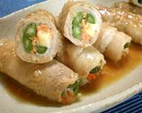 豚肉の野菜巻き巻き　QBBチーズソース♪作り方6写真