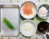 簡単夏の夕食・昼食ヘルシーオクラ明太ばくだん素麺作り方1写真