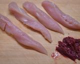 鶏ささみ肉の梅しそ春巻き作り方1写真
