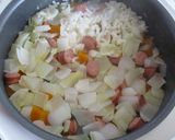 チーズウィンナー新玉と南瓜の炊き込みご飯作り方3写真