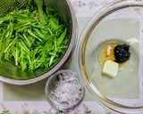 簡単ランチ!水菜とシラスと海苔のパスタ作り方1写真