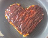 バレンタインご飯❤️型不要ハートお好み焼き作り方3写真