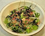 わさび菜とアボカドのサラダ～梅海苔とろろ作り方4写真