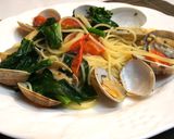 あさりと菜の花のパスタ。プチトマト入り。作り方10写真