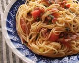 超特急！生ハムと小葱のトマトパスタ。作り方6写真
