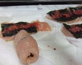 ♪♥梅しそ海苔のささみ巻き♥♪作り方3写真
