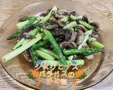 シメジとアスパラガスの炒め物作り方4写真