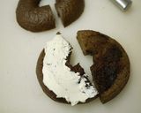 オレオクッキーでチョコベーグルサンド作り方4写真