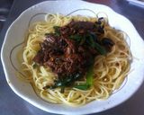 お箸で食べてね♪食べるラー油で焼肉パスタ作り方4写真