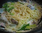 あさりとベーコンの✿クリームパスタ作り方6写真