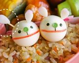 ＊キャラ弁＊　うずらDEパクパクうさぎ作り方3写真