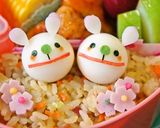 ＊キャラ弁＊　うずらDEパクパクうさぎ作り方4写真
