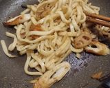 生豆苗のせ竹輪漬物蓮根の金平焼きうどん作り方2写真