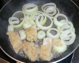 新玉ねぎととんかつの卵とじ作り方1写真