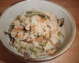 わらび、ふき、豚肉または干しエビのおこわ作り方5写真