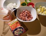 ウインナーと卵のコンソメッシュパスティー作り方1写真