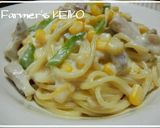 チキンとコーンのクリームスパ作り方4写真