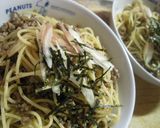 夏ﾗﾝﾁ♪牛挽き肉と茗荷の生姜和風パスタ作り方6写真