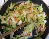 学校給食のアスパラとキャベツのソテー✽作り方5写真