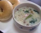 なめことほうれん草のふわふわミルクスープ作り方5写真