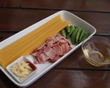 スナップエンドウとベーコンのパスタ作り方1写真