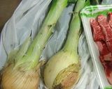 葉玉ねぎ・牛肉の辛味噌炒め作り方1写真