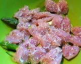 ルクエ☆鶏肉アスパラのクリームチーズ和え作り方1写真