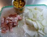 新玉ねぎとベーコンのカレー風味スープ作り方1写真