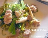 *菜の花と鶏肉のフィットチーネ*作り方7写真