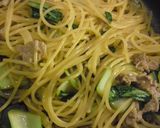 チンゲン菜と豚のさんしょう油ソースパスタ作り方3写真