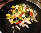 まかない仕様、夏野菜のトマトパスタ作り方4写真