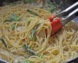 タラコとアスパラのクリームパスタ作り方5写真