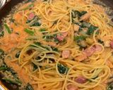 ベーコンほうれん草の豆乳トマトパスタ作り方5写真