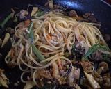 わらびと筍入り味噌味パスタ作り方4写真