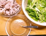 冷やし豚しゃぶと水菜の冷製パスタ作り方1写真