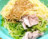 冷やし豚しゃぶと水菜の冷製パスタ作り方3写真
