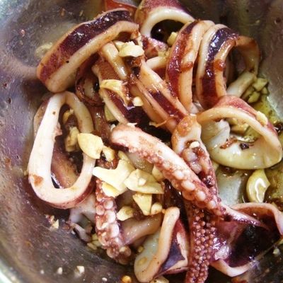 中華街のイカとカシューナッツXO醤炒め by kajinのだんな