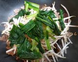 簡単今日の夕飯！小松菜木耳もやし挽肉炒め作り方5写真